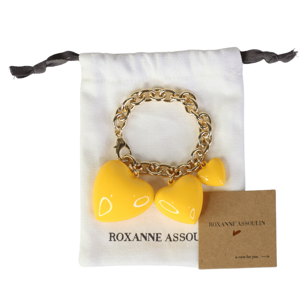Roxanne Assoulin Yellow Gold Triple Puffy Heart Bracelet