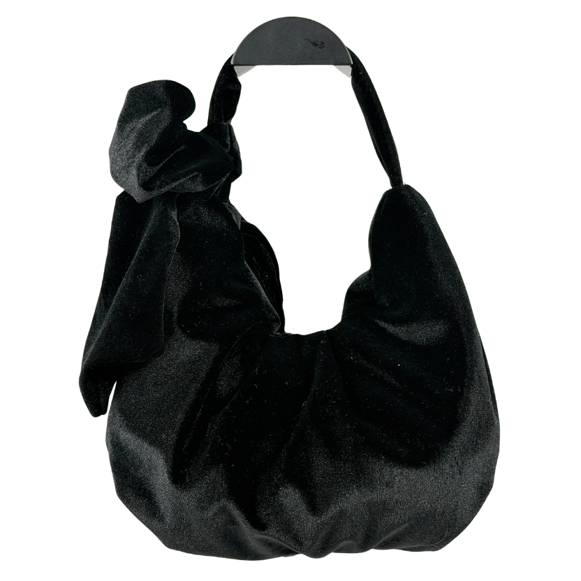 MINT VELVET Black Velvet Bow Mini Top Handle Bag