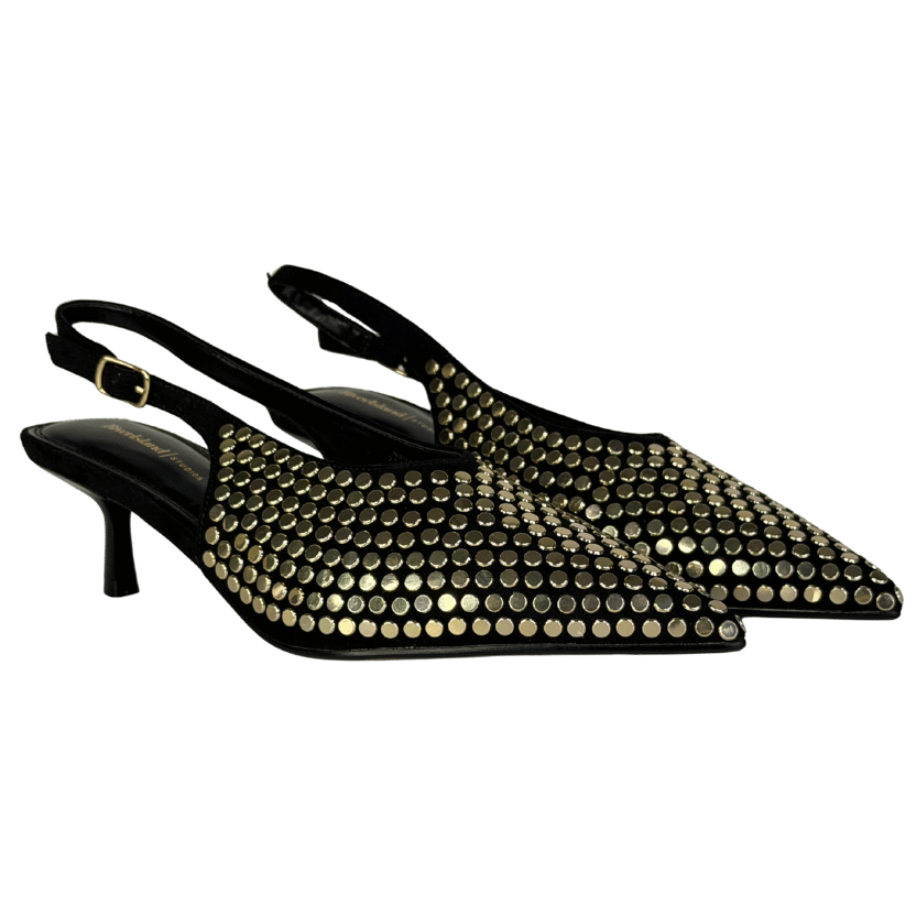 River Island Black Studded Slingback Court Heels UK 5 EU 38 👠