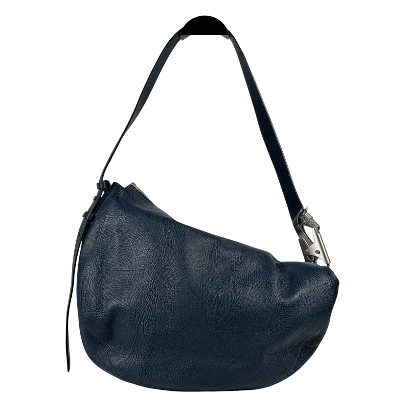 BURBERRY Dark Blue Medium Pebbled Knight Leather Shoulder Bag