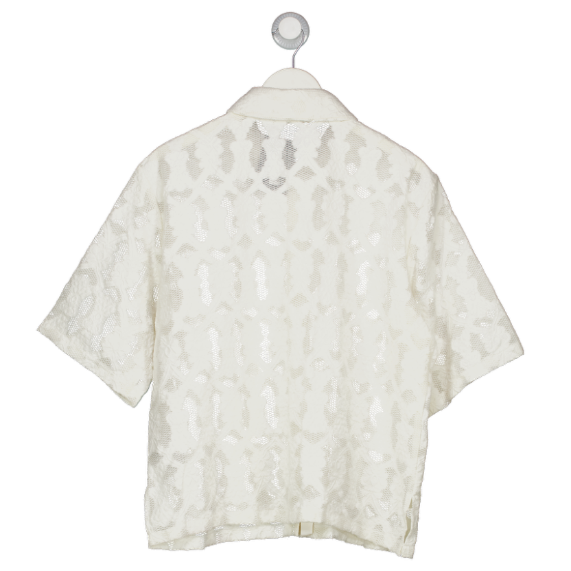 KAREN BY SIMONSEN Cream Lace Short Sleeve Shirt UK 12