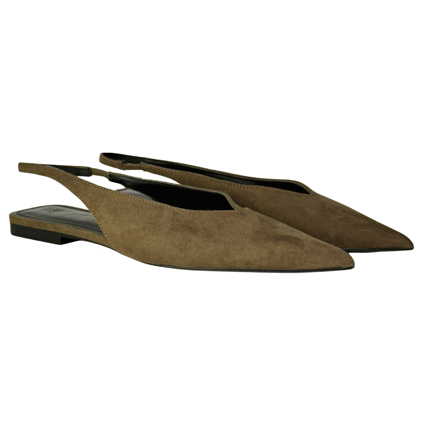 H&M Brown Pointed Toe Suede Sling-back Flats UK 5 EU 38 👠