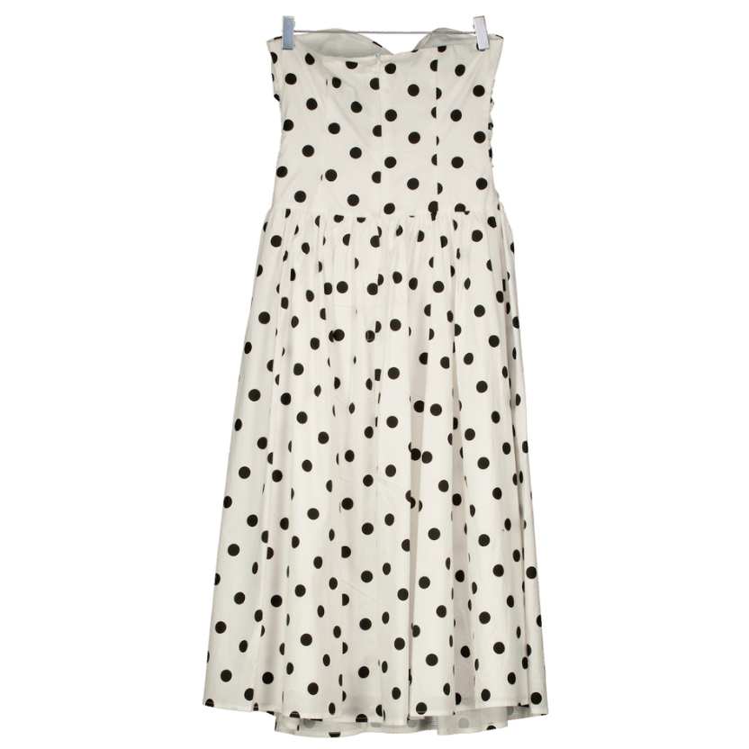 White Fox White Rich In Love Strapless Polka Dot Midi Dress UK S