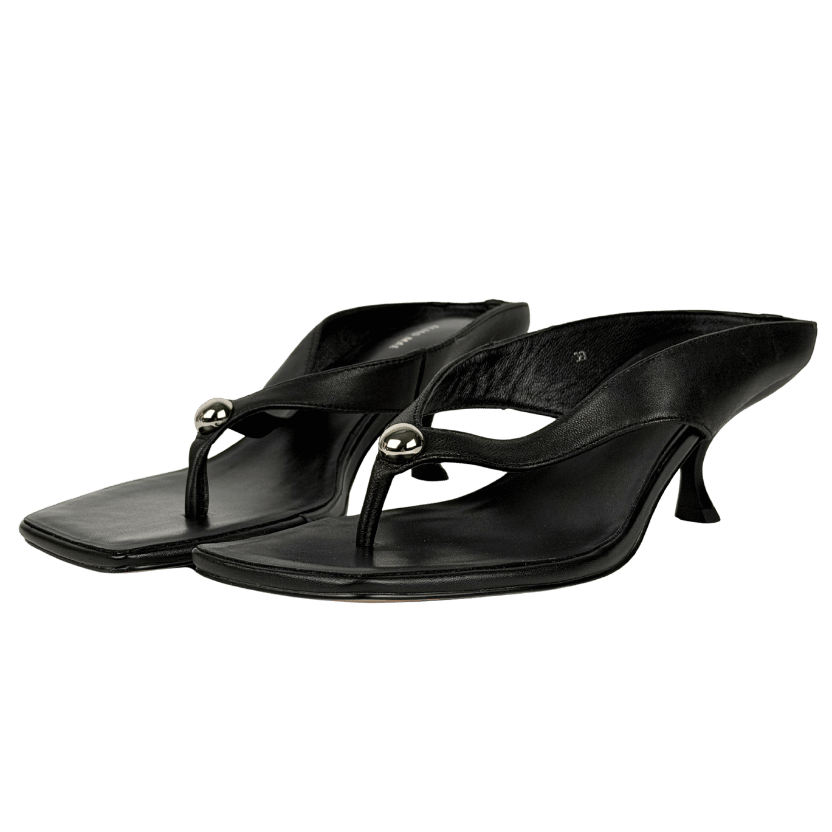 Alias Mae Black Leather Aji Kitten Heel Mule Sandals UK 6 EU 39 👠