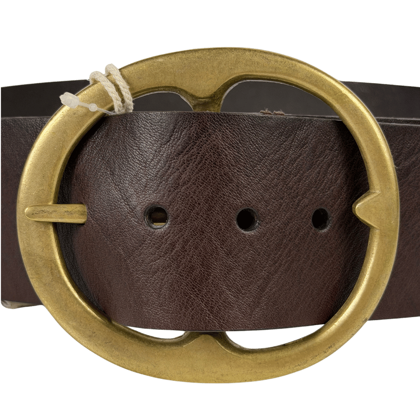 FREE PEOPLE We The Free Dark Brown / Brass Brando Leather Hip Belt UK S/M