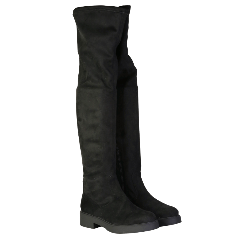 Elfie selfie Black Over The Knee Velvet Stretch Boots Kami UK 5 EU 38 👠