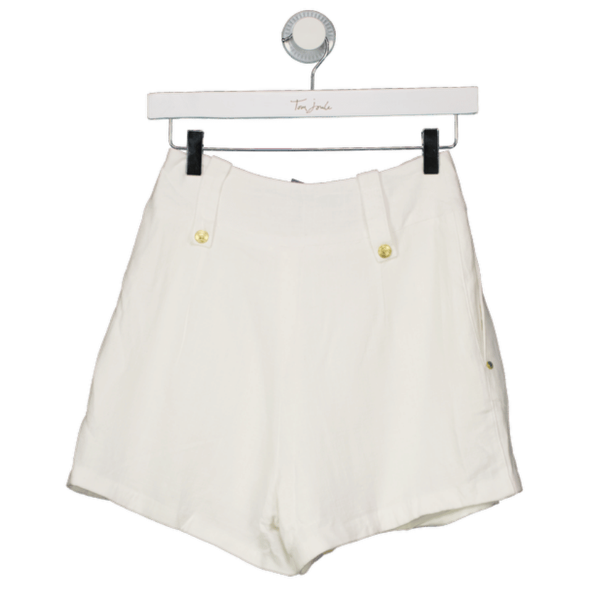 Holland Cooper White Linen Blend Tailored Shorts UK 6