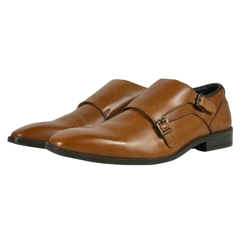 GOODWIN SMITH Brown Tan Leather Monk Strap Shoes UK 10 EU 44