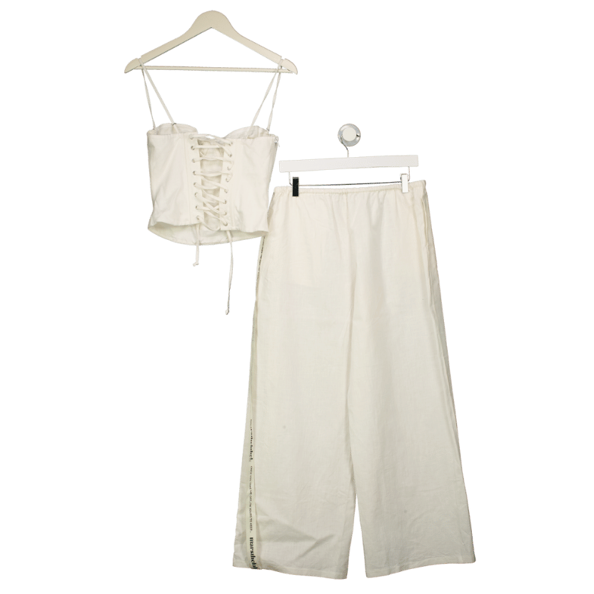 Mars the Label 2-Piece Cream The Marci Corset And Wide Leg Pants Set UK 8