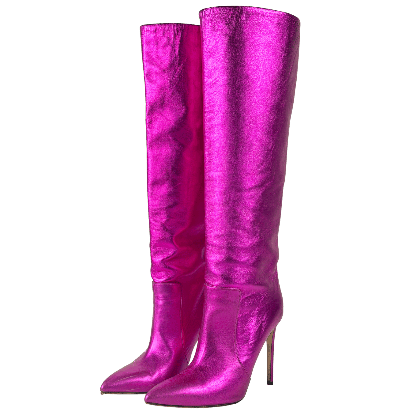 PARIS TEXAS Pink Leather Calf-length Stiletto Boots UK 8 EU 41