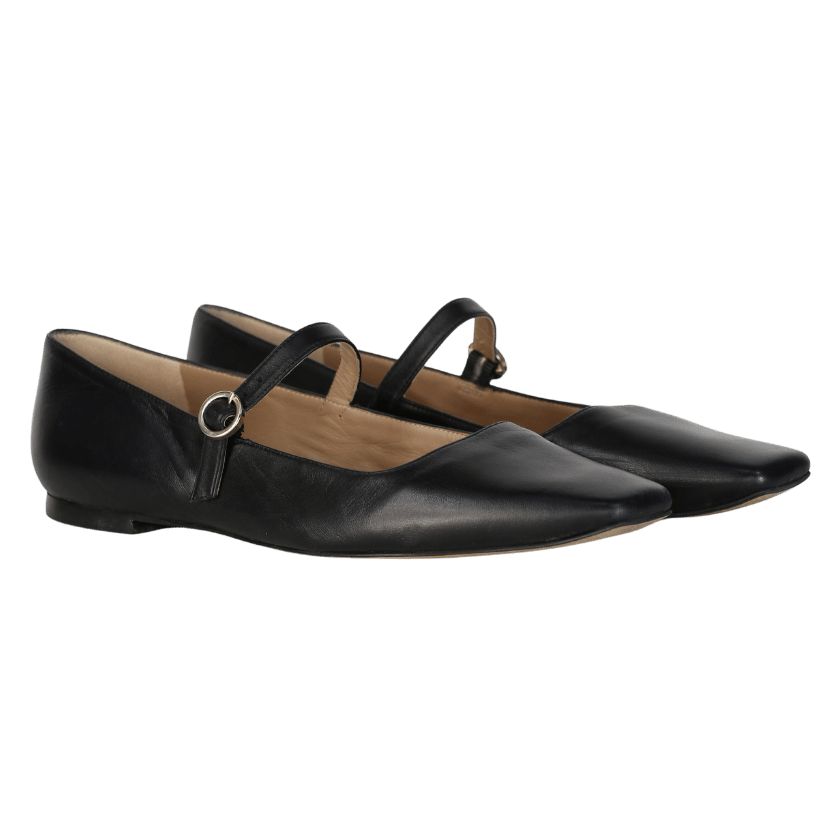 L.K.Bennett Willow Black Leather Mary Jane Flats UK 8 EU 41 👠
