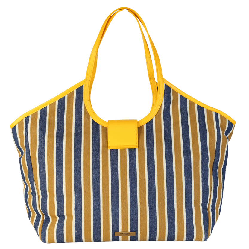 Kurt Geiger Yellow / Blue Striped Large Chelsea Tote Bag