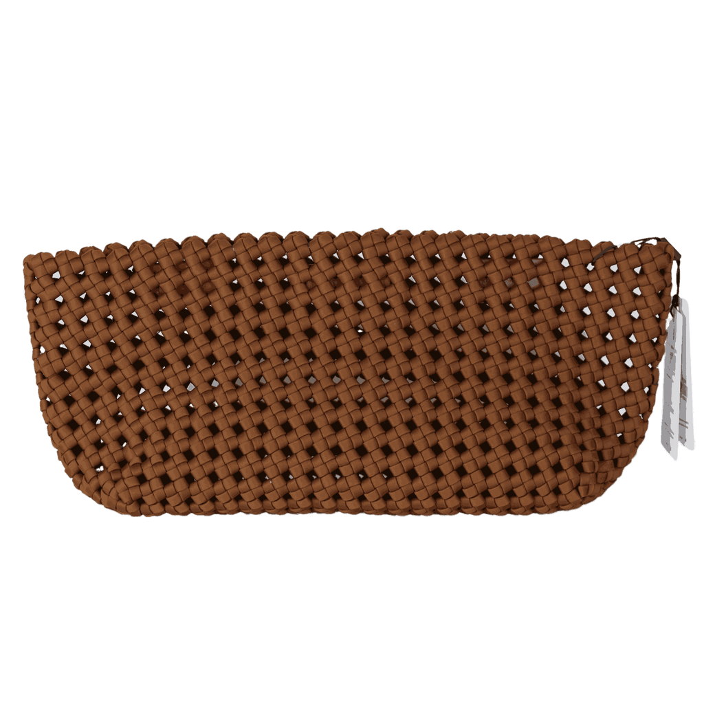 REISS Brown Tan Nadine Woven Clutch Bag