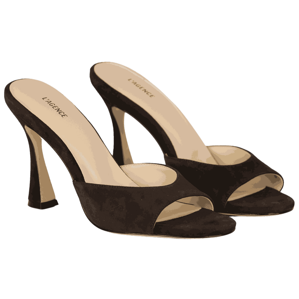 L'agence Brown Avery Suede Open-toe Mule UK 6.5 EU 39.5 👠
