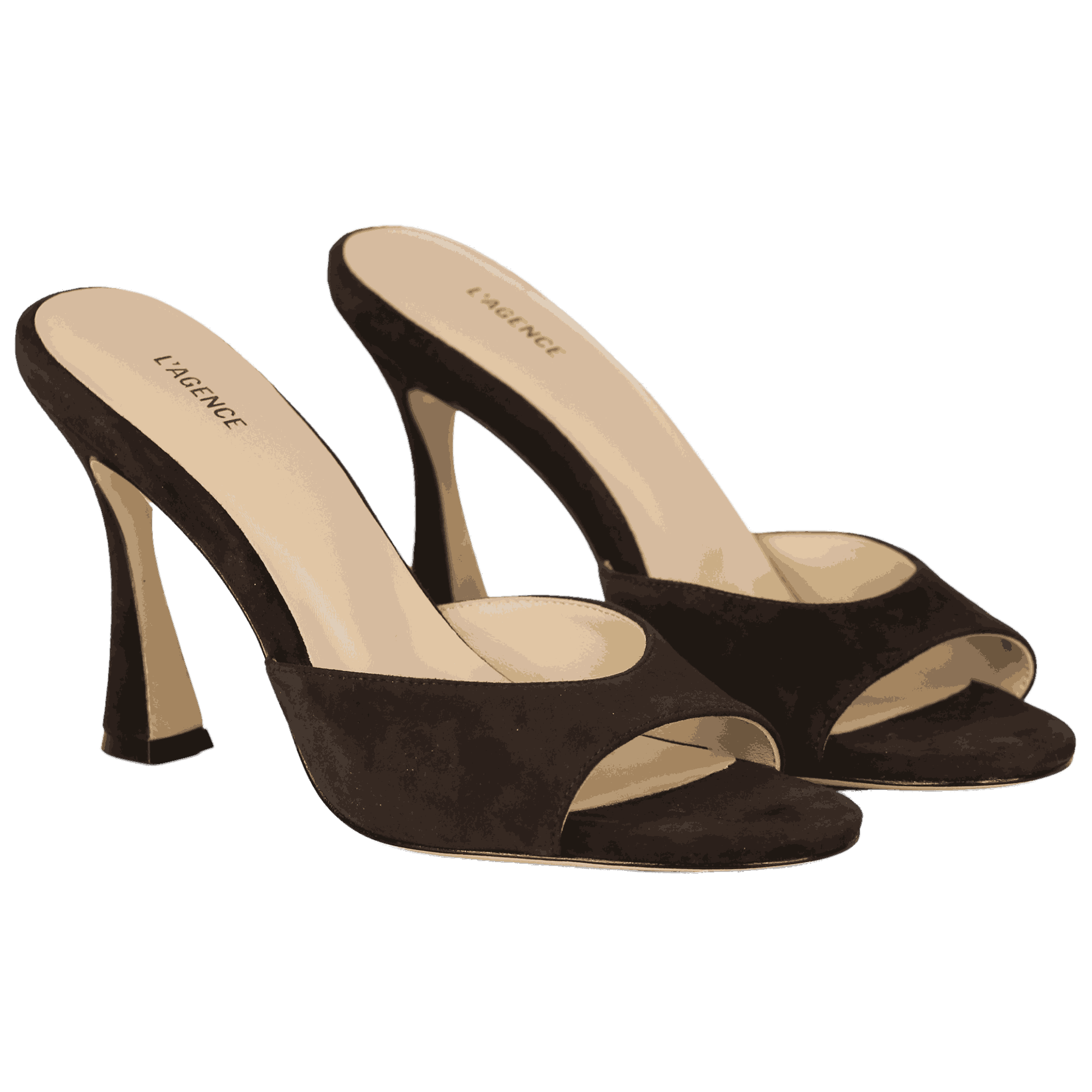 L'agence Brown Avery Suede Open-toe Mule UK 6.5 EU 39.5 👠