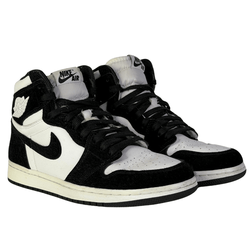Black Fuzzy Jordan 1 'panda' high top Trainers UK 6 EU 39 👠