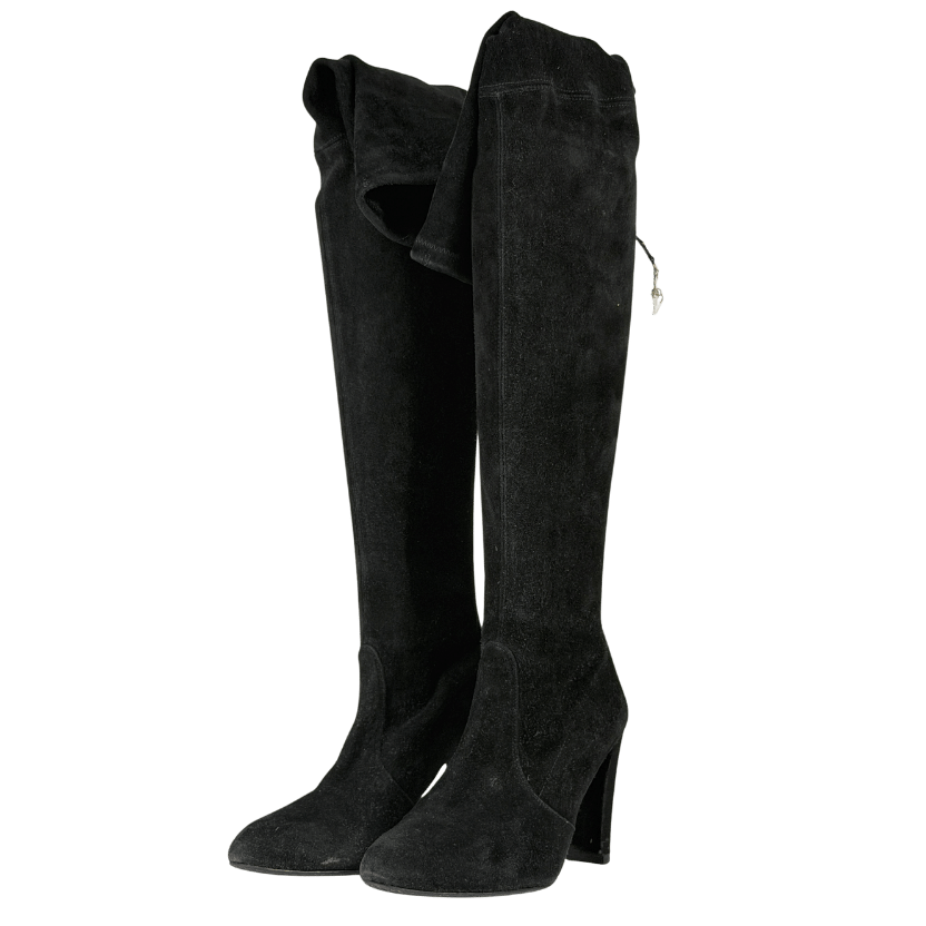 Stuart Weitzman Black Highland Stretch-suede Over-the-knee Boots UK 5.5 EU 38.5