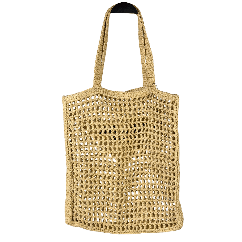 PRADA Beige Small Logo Raffia Tote Bag