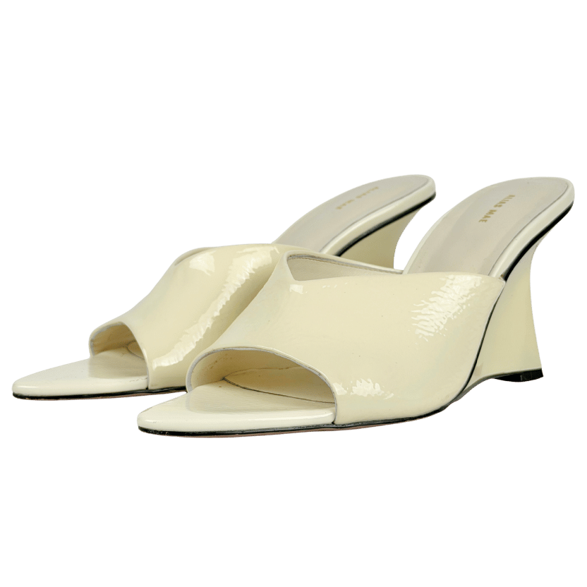 Alias Mae Cream Patent Rhianna Wedge Mule Sandals UK 6 EU 39 👠