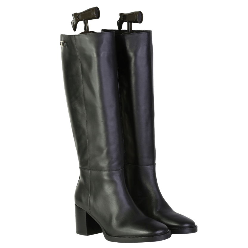 Tommy Hilfiger Black Leather Th Monogram Horsebit Knee-high Boots UK 5 EU 38 👠