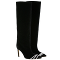 Bettina Vermillon Black Velvet Boots With Crystal Embellishment UK 4 EU 37 👠