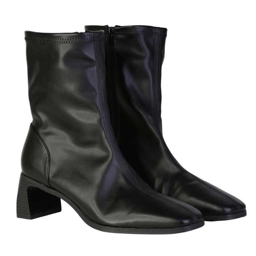 ASOS Black Round Toe Leather Ankle Heels UK 8 EU 41 👠