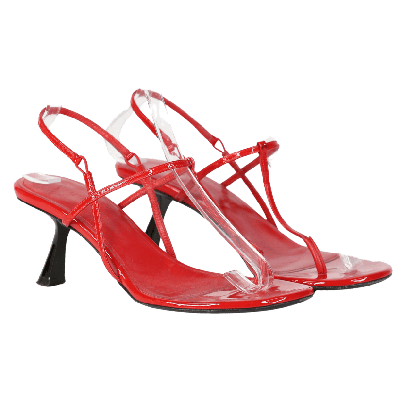 Khaite Linden Red Patent Leather Slingback Sandals UK 4 EU 37 👠