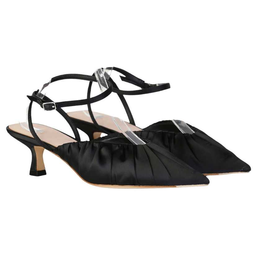 Loeffler Randall Black Rio Ruched Satin Pumps UK 7.5 EU 40.5 👠