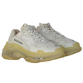 Balenciaga Cream Triple S Clear Sole Logo-embroidered Faux Leather And Mesh Sneakers UK 6 EU 39 👠