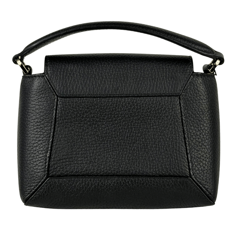 STRATHBERRY Black / Gold Hardware 100% Pebbled Leather Mosaic Nano Top Handle Bag