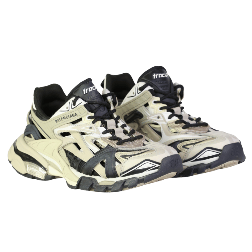 Balenciaga White Track Trainers In Beige/black UK 4 EU 37 👠