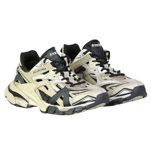 Balenciaga White Track Trainers In Beige/black UK 4 EU 37