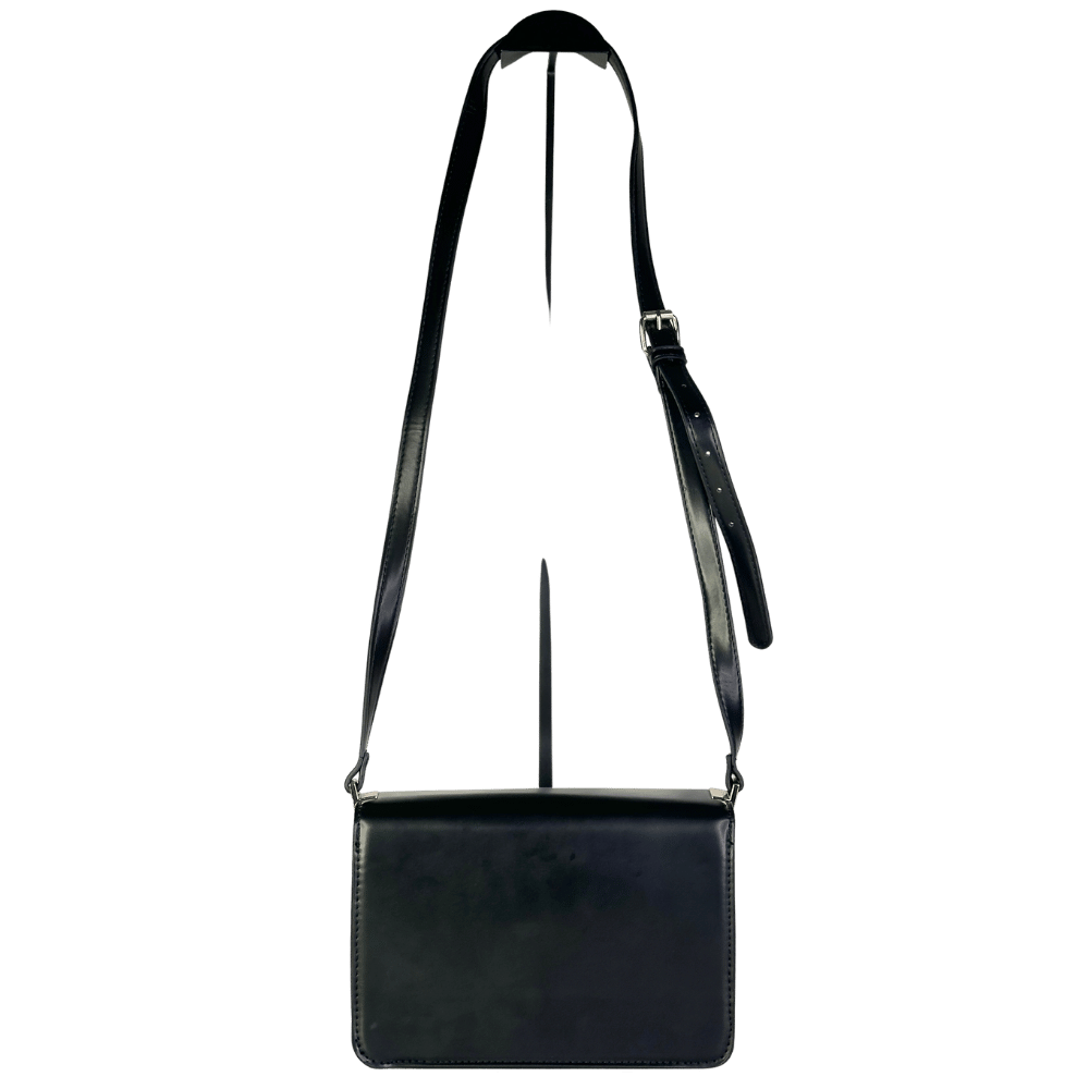 New Look Black Faux Leather Box Shoulder Bag With Gold Hardware One Size