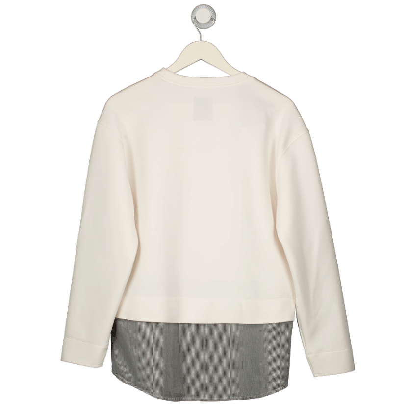 DKNY Cream Embellished Logo Scuba Sweatshirt UK M