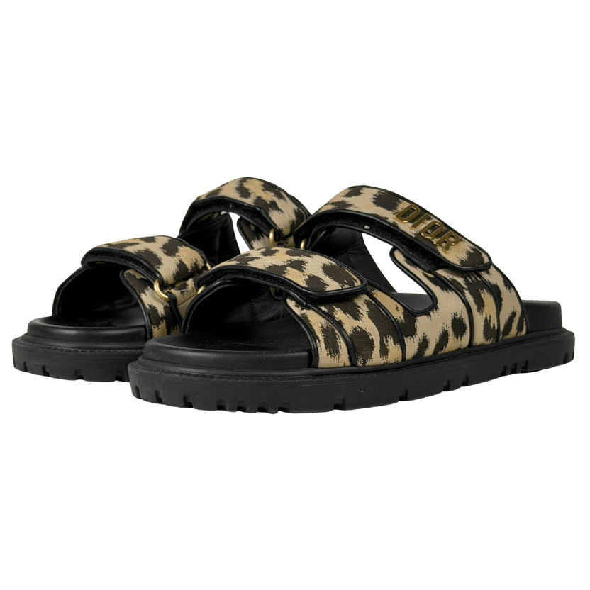 DIOR Beige Dioract Leopard-print Sandals UK 5.5 EU 38.5