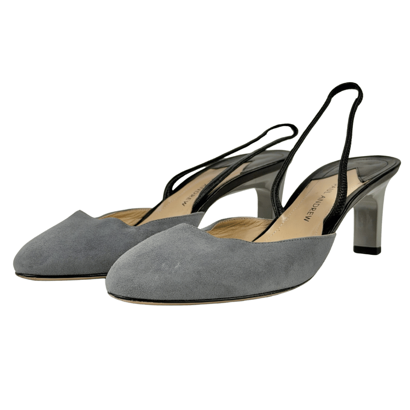 PAUL ANDREW Grey/black Suede & Leather Slingback Heels UK 5 EU 38 👠
