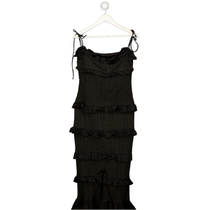 Club L Lauren Black Broderie Strappy Ruffled Maxi Dress UK 12