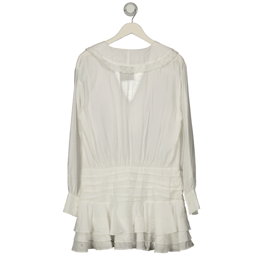 ZARA White Embroidered Ruffle Short Dress UK XS Reliked ZARA White Embroidered Ruffle Short Dress UK XS Reliked