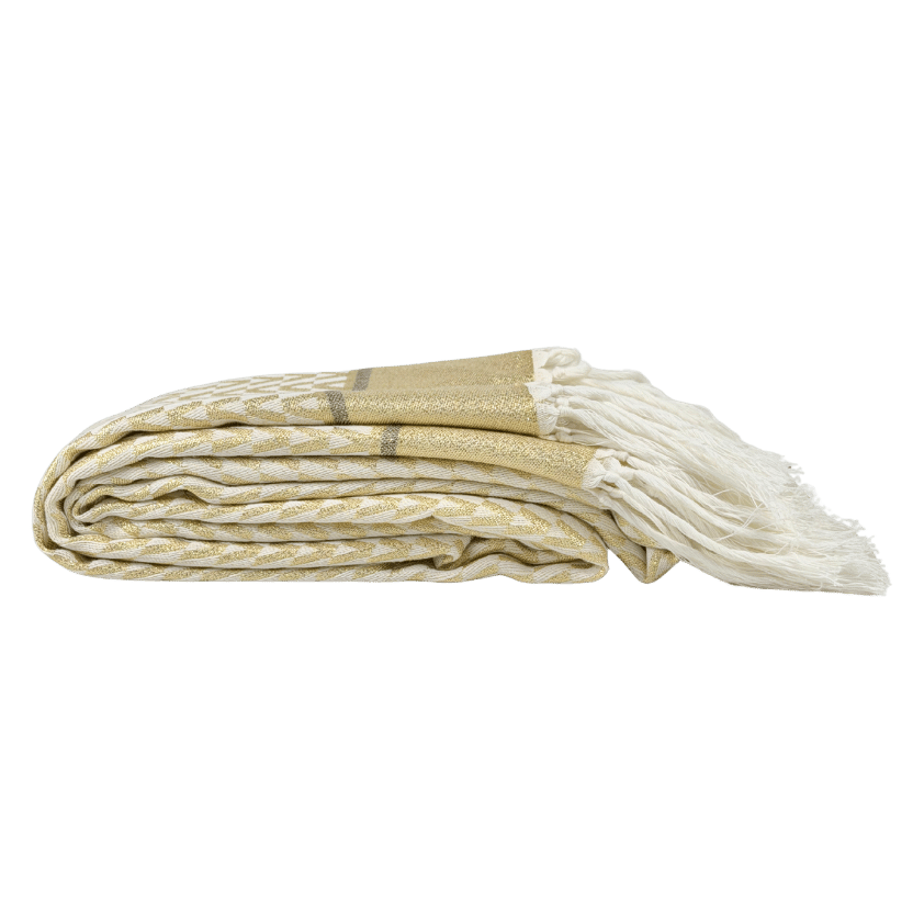VALENTINO Cream /gold Monogram Lurex Jacquard Fringed Scarf