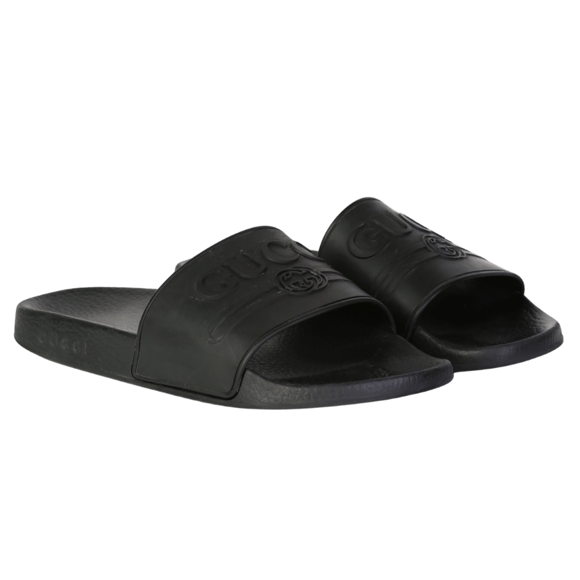 Gucci Black GG Sliders UK 7.5 EU 41.5 👞