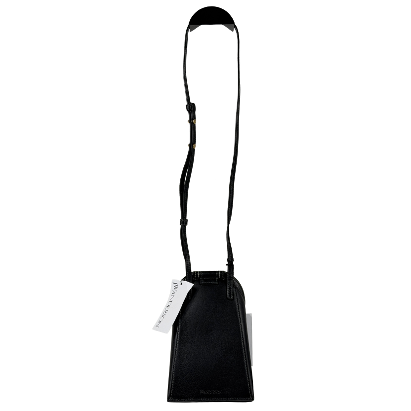 JW ANDERSON Black Leather/gold Chain-link Lid Pocket Crossbody Bag