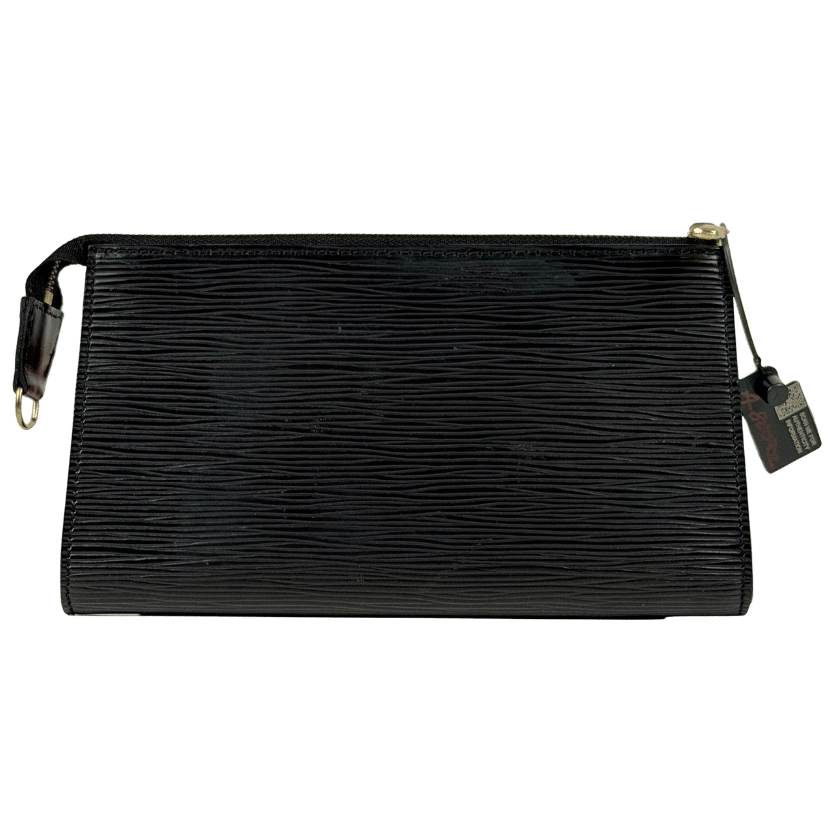 LOUIS VUITTON Black "LV" Epi Leather Clutch Bag / Pouch