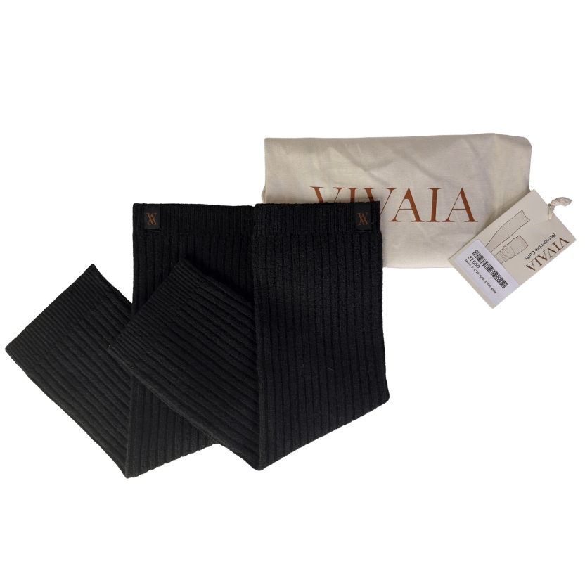 vivaia Black Knit Ribbed Leg Warmers UK M