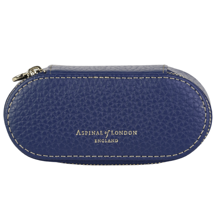 Aspinal Of London Blue Pebbled Leather Small Travel Jewellery Case