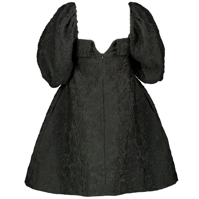 SIMONE ROCHA Black Jacquard Puff Sleeve Embellished Cloque Mini Dress UK 6