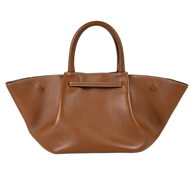 DEMELLIER LONDON Tan Brown Grain Leather Midi New York Handbag