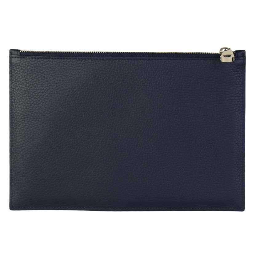 Aspinal Of London Blue Essential Flat Pouch In Navy Pebble One Size