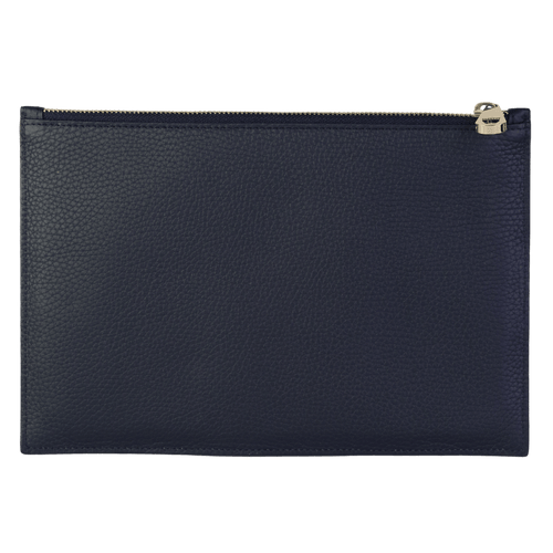 Aspinal Of London Blue Essential Flat Pouch In Navy Pebble One Size