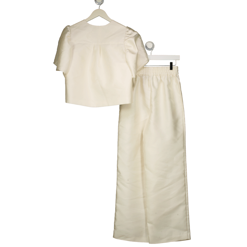 Sinead Keary Cream The Aurora Trouser And Short Sleeve Jacket Set UK XS