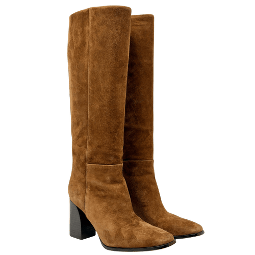 PAIGE Tan Brown Suede Square Toe Knee Boots Us6.5 UK 4.5 EU 37.5 👠